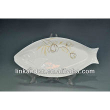 hot sale white ceramic fish shaped plates